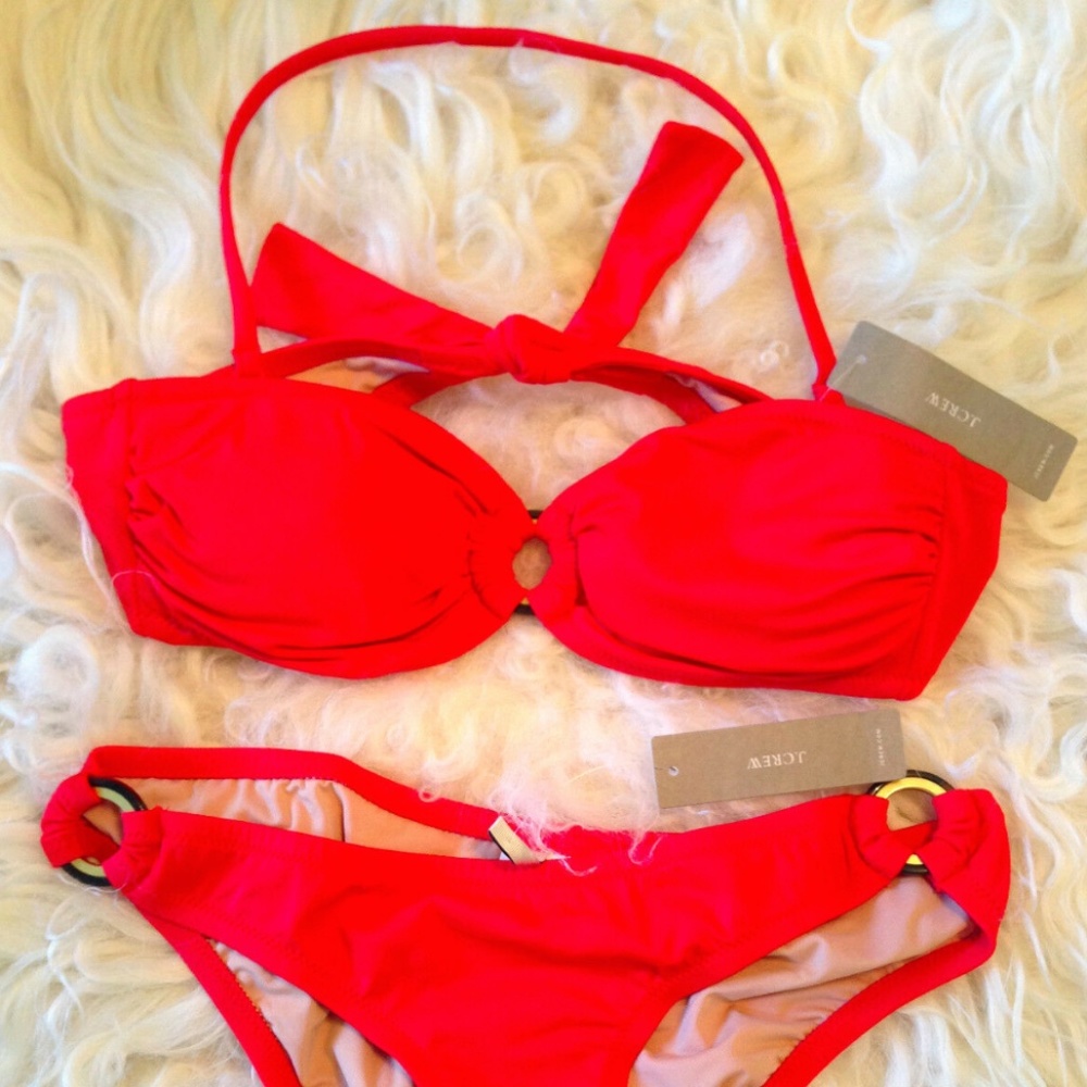 COPY - J.CREW NWT RING BANDEAU RED BIKINI XS